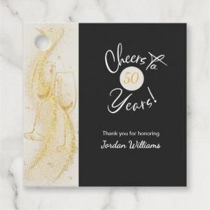 Elegant Gold Grey Cheers to 50 Years Birthday Favour Tags