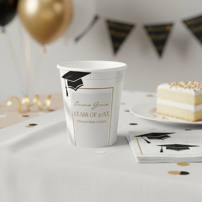 Elegant Gold & Grey Graduation Party Paper Cups (Creator Uploaded)