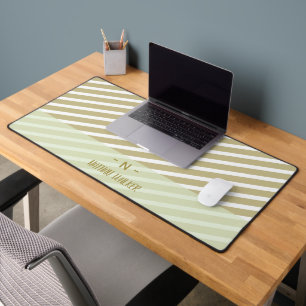 Elegant Gold & Grey Monogram I Minimalist Elegant  Desk Mat