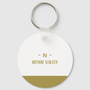 Elegant Gold & Grey Monogram I Minimalist Elegant Key Ring