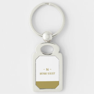Elegant Gold & Grey Monogram I Minimalist Elegant  Key Ring