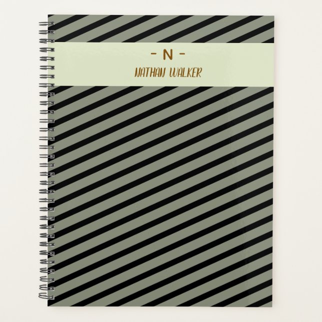 Elegant Gold & Grey Monogram I Minimalist Elegant  Planner (Front)