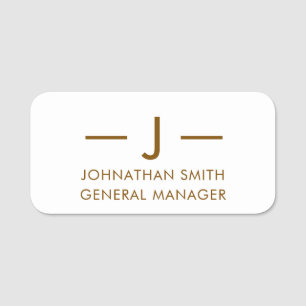 Elegant Gold Grey Monogram Modern Identity Design Name Tag