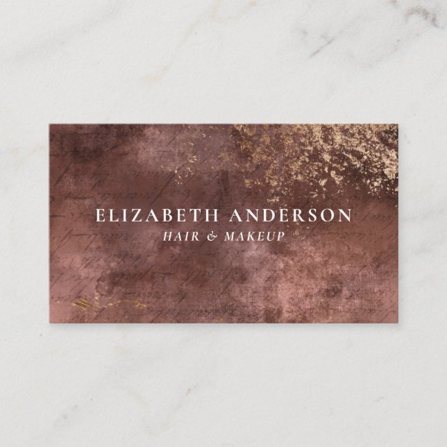 Elegant Gold Hair Stylist Salon Business Card (Front)
