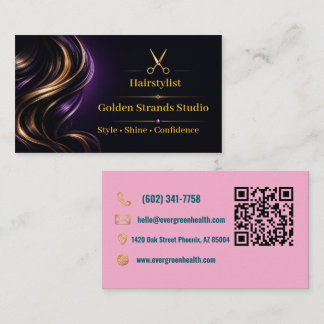 Elegant Gold Hair Stylist Scissors Marble Business Card