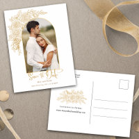 Elegant Gold Hand Drawn Rose Photo Save the Date