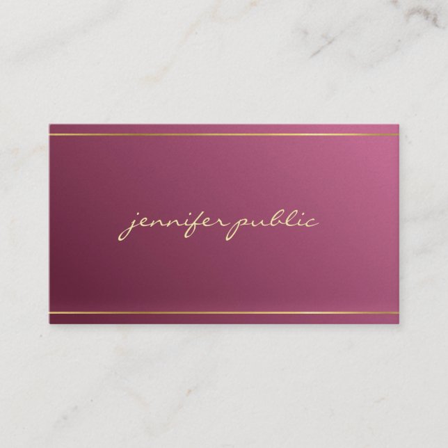 Elegant Gold Hand Script Aesthetic Elite Luxury Business Card (Front)