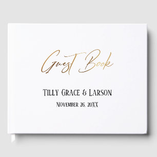 Elegant Gold Handwriting Simple Guest Book