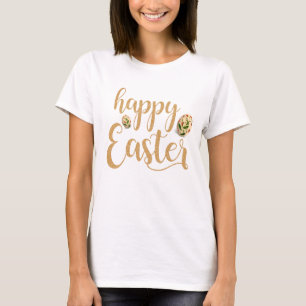 Elegant Gold Happy Easter Modern T-Shirt