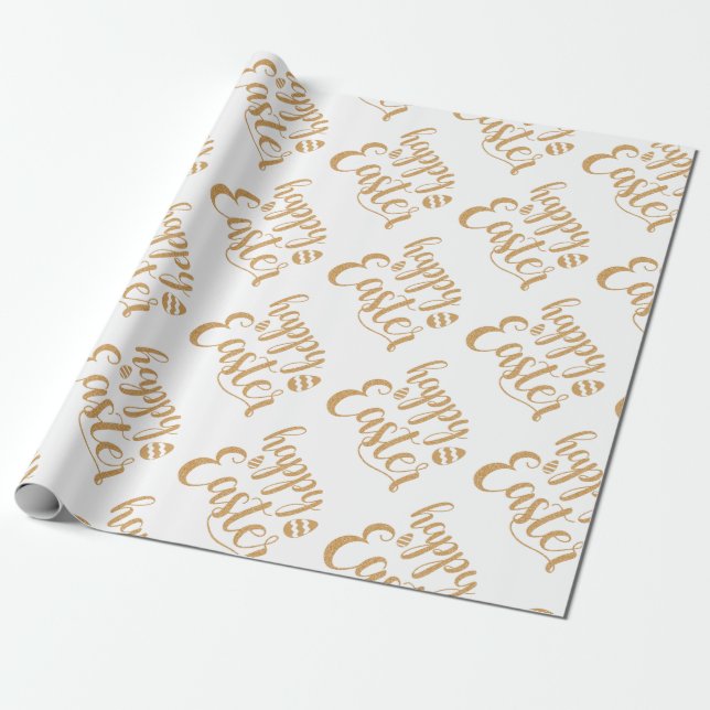 Elegant Gold Happy Easter Spring Easter Gift Wrapping Paper (Unrolled)