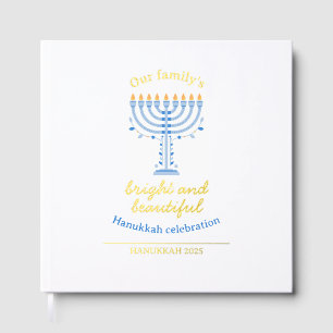 Elegant Gold Happy Hanukkah with Menorah Guest Book