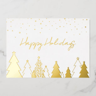 Elegant Gold Happy Holidays Company Foil Card