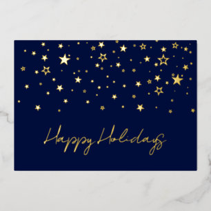 Elegant Gold Happy Holidays Company Foil Card
