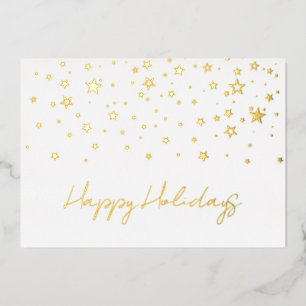 Elegant Gold Happy Holidays Company Foil Card