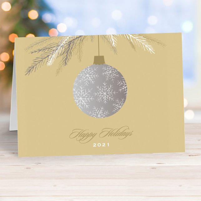 Elegant Gold Happy Holidays Ornament Business Holiday Card (Creator Uploaded)