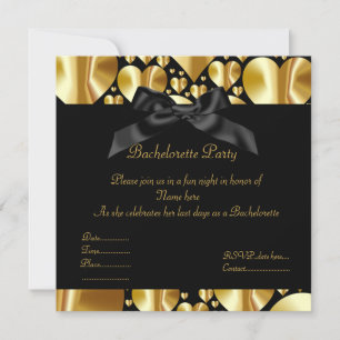 ELEGANT gold heart BACHELORETTE INVITATION