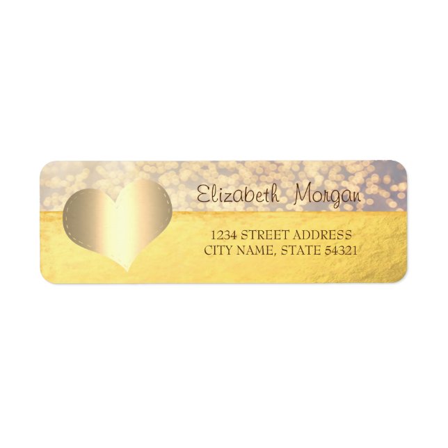 Elegant,Gold Heart,Bokeh Address Label (Front)