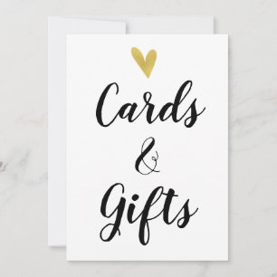 Elegant Gold Heart Cards & Gifts Sign