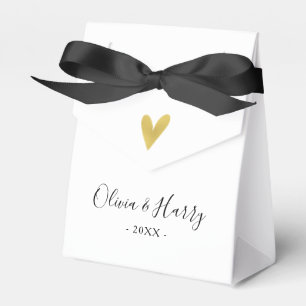 Elegant Gold Heart Chic White Wedding Favour Box