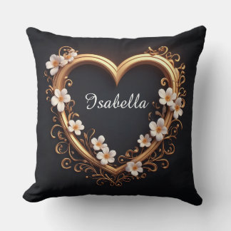 ✨ Elegant Gold Heart Floral Romantic Luxury Design Cushion