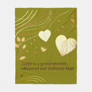 Elegant Gold Heart Love Art  Fleece Blanket