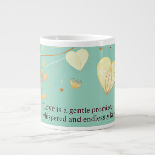Elegant Gold Heart Love Art Large Coffee Mug