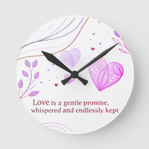 Elegant Gold Heart Love Art Round Clock