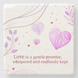 Elegant Gold Heart Love Art Stone Coaster