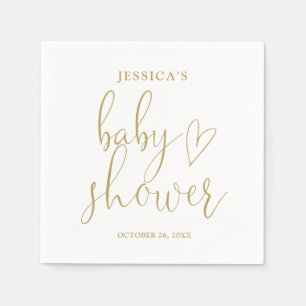 Elegant Gold Heart Script Baby Shower Napkin