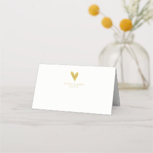 Elegant Gold Heart   Wedding Folded Place Cards