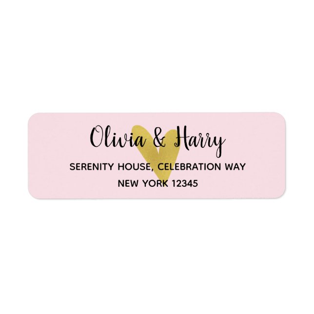 Elegant Gold Heart Wedding Return Address Labels (Front)