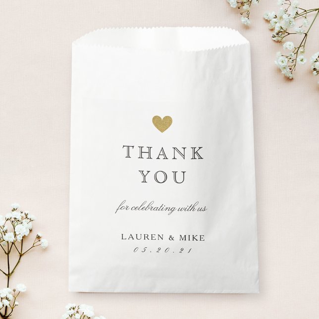Elegant Gold Heart Wedding Thank You Favour Bags (Creator Uploaded)