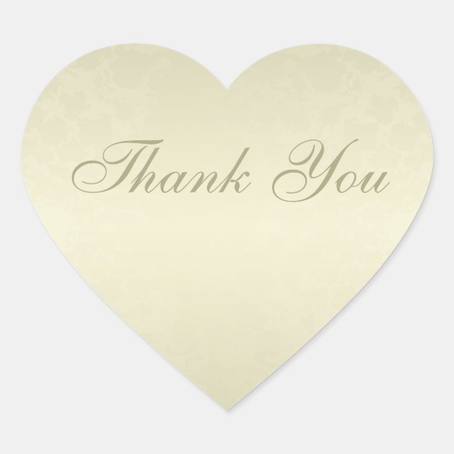 Elegant Gold Heart Wedding Thank You Sticker (Front)
