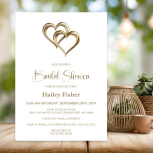 Elegant Gold Hearts Bridal Shower Invitation