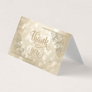 Elegant Gold Hearts Frame Bokeh Thank You Card