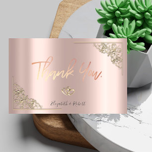 Elegant Gold Hearts Frame Rose Gold Thank You Card