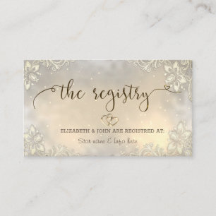 Elegant Gold Hearts Lace Wedding Registry Enclosure Card