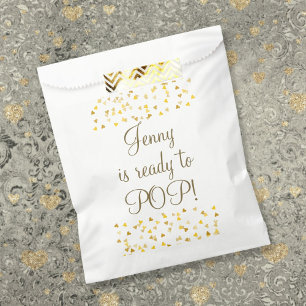 Elegant Gold Hearts Ready to Pop Baby Shower Favour Bags