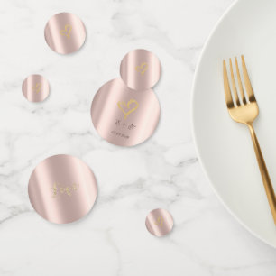 Elegant Gold Hearts Rose Gold Confetti