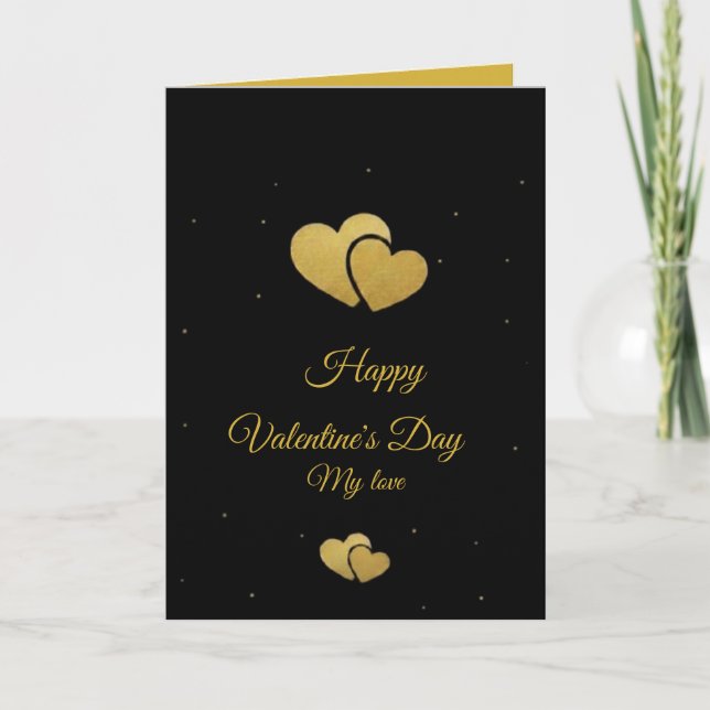 Elegant Gold Hearts Valentine's Day Card - Luxury  (Front)