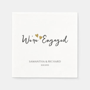 Elegant Gold Hearts Were Engaged Engagement Party Napkin