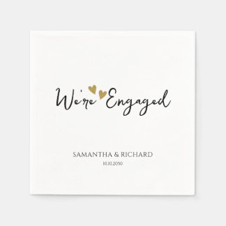 Elegant Gold Hearts Were Engaged Engagement Party Napkin