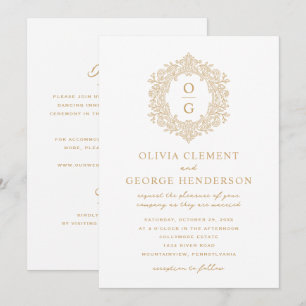 Elegant Gold Heirloom Crest Wedding Invitation