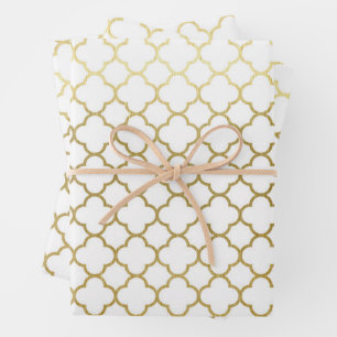 Elegant Gold Hexagon Abstract Pattern Wedding Wrapping Paper Sheet