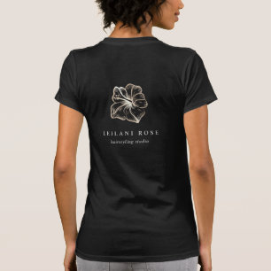 Elegant Gold Hibiscus Flower Business Logo T-Shirt