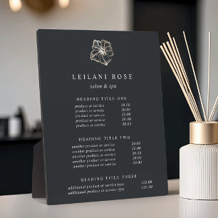 Elegant Gold Hibiscus Flower Pricing/Services Plaque