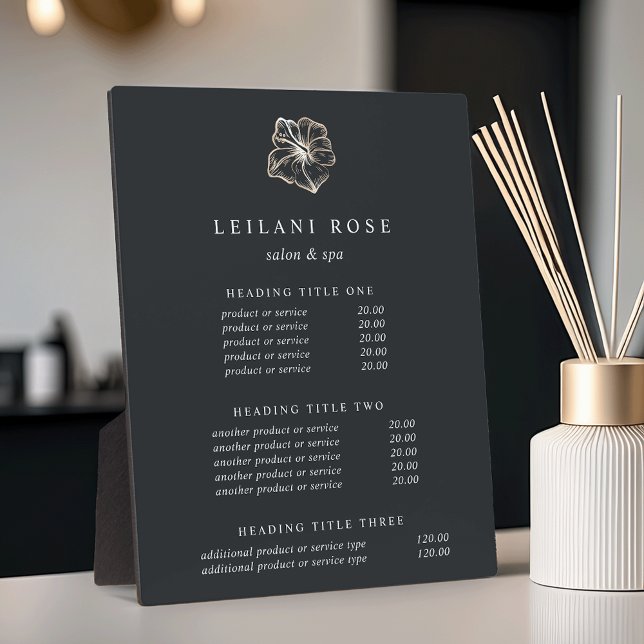 Elegant Gold Hibiscus Flower Pricing/Services Plaque (Creator Uploaded)