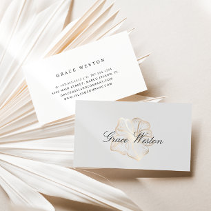 Elegant Gold Hibiscus Flower Script Business Card