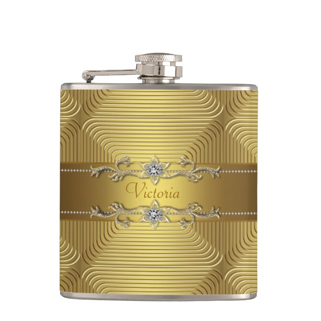 Elegant Gold Hip Flask (Front)