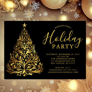 Elegant Gold Holiday Party Invitation